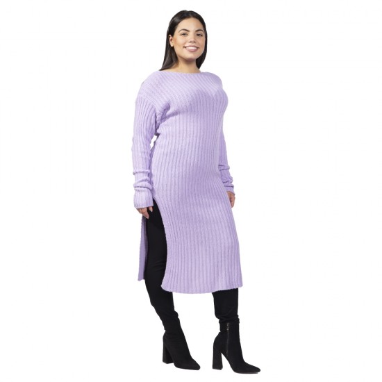 Γυναικείο Φόρεμα Πλεκτό Plus Size Λιλά Γυναικείο Φόρεμα Πλεκτό Plus Size Λιλά