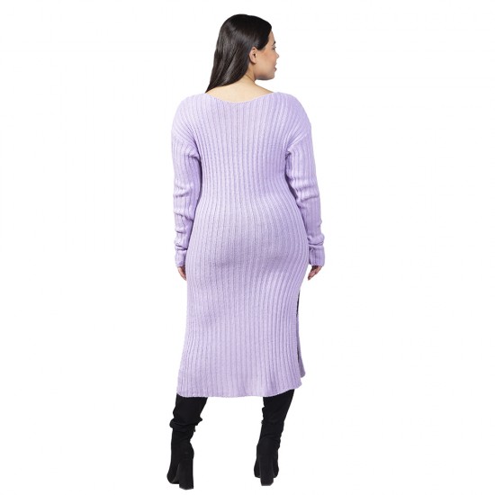 Γυναικείο Φόρεμα Πλεκτό Plus Size Λιλά Γυναικείο Φόρεμα Πλεκτό Plus Size Λιλά