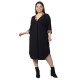 Γυναικείο Φόρεμα Με Λεοπάρ Λεπτομέρειες Plus Size Μαύρο Γυναικείο Φόρεμα Με Λεοπάρ Λεπτομέρειες Plus Size Μαύρο