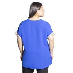 Γυναικεία Κοντομάνικη Μπλούζα Με Σχέδιο Πλεκτό Μπλε Ηλεκτρίκ Γυναικεία Κοντομάνικη Μπλούζα Με Σχέδιο Πλεκτό Μπλε Ηλεκτρίκ