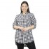 Γυναικεία Μακρυμάνικη Μπλούζα Πουκαμίσα Plus Size Λευκό - Μαύρο Καρό