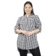 Γυναικεία Μακρυμάνικη Μπλούζα Πουκαμίσα Plus Size Λευκό - Μαύρο Καρό