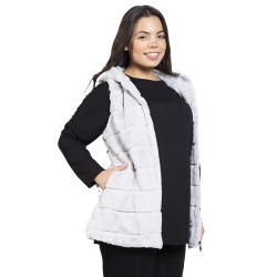 Γυναικείο Γούνινο Μπουφάν Plus Size Γκρι Ανοιχτό Γυναικείο Γούνινο Μπουφάν Plus Size Γκρι Ανοιχτό