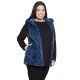 Γυναικείο Γούνινο Μπουφάν Plus Size Μπλε Σκούρο Γυναικείο Γούνινο Μπουφάν Plus Size Μπλε Σκούρο