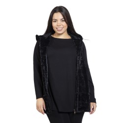Γυναικείο Γούνινο Μπουφάν Plus Size Μαύρο Γυναικείο Γούνινο Μπουφάν Plus Size Μαύρο