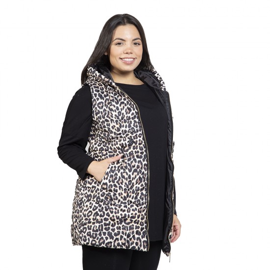 Γυναικείο Καπιτονέ Μπουφάν Plus Size Τιγρέ Γυναικείο Καπιτονέ Μπουφάν Plus Size Τιγρέ