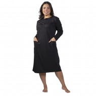 Γυναικείο Μακρυμάνικο Νυχτικό Plus Size Μαύρο Γυναικείο Μακρυμάνικο Νυχτικό Plus Size Μαύρο