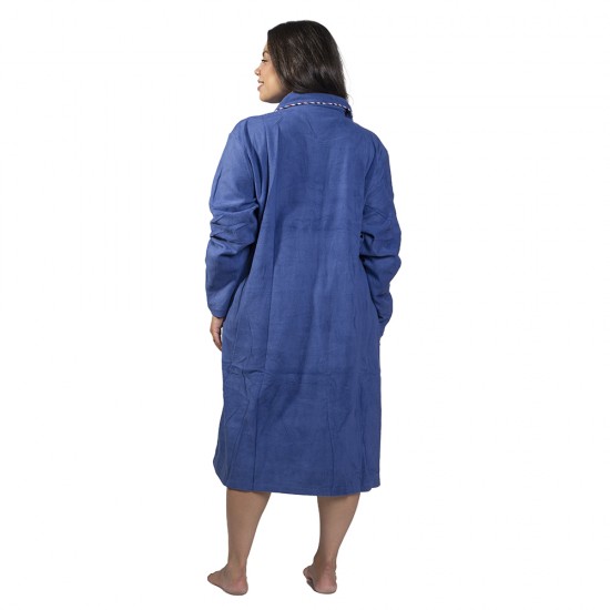 Γυναικεία Ρόμπα Plus Size Μπλε Ανοιχτό Με Κουμπιά Και Τσέπες Γυναικεία Ρόμπα Plus Size Μπλε Ανοιχτό Με Κουμπιά Και Τσέπες