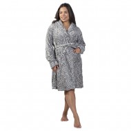Γυναικεία Ρόμπα Βελούδο Plus Size Τιγρέ Με Κουκούλα