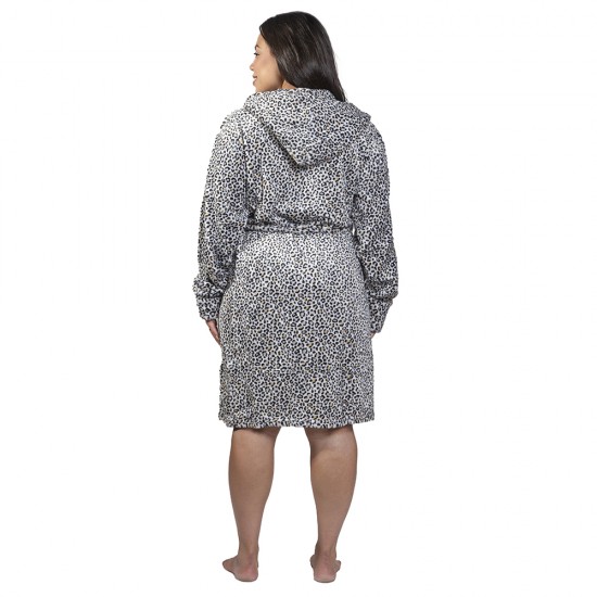 Γυναικεία Ρόμπα Βελούδο Plus Size Τιγρέ Με Κουκούλα Γυναικεία Ρόμπα Βελούδο Plus Size Τιγρέ Με Κουκούλα