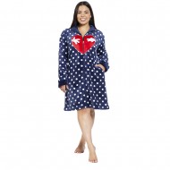 Γυναικεία Ρόμπα Fleece Plus Size Μπλε Σκούρο Πουά Με Σχέδιο Καρδιά Γυναικεία Ρόμπα Fleece Plus Size Μπλε Σκούρο Πουά Με Σχέδιο Καρδιά