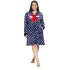 Γυναικεία Ρόμπα Fleece Plus Size Μπλε Σκούρο Πουά Με Σχέδιο Καρδιά