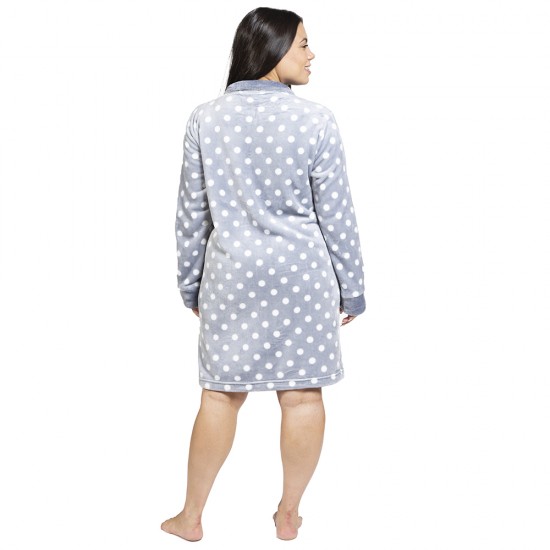 Γυναικεία Ρόμπα Fleece Plus Size Γκρι Πουά Με Σχέδιο Καρδιά Γυναικεία Ρόμπα Fleece Plus Size Γκρι Πουά Με Σχέδιο Καρδιά