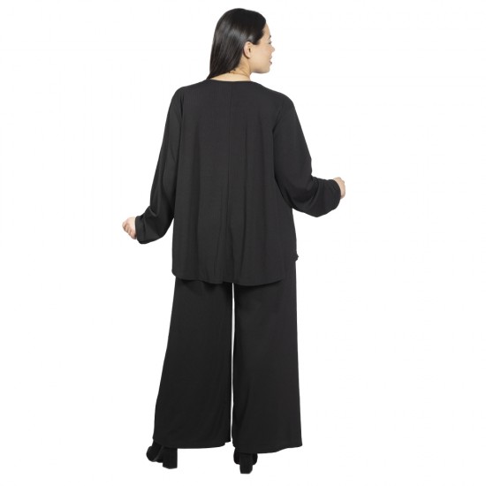 Γυναικείο Σετ Παντελόνι - Μπλούζα Με Κολιέ Plus Size Μαύρο Γυναικείο Σετ Παντελόνι - Μπλούζα Με Κολιέ Plus Size Μαύρο