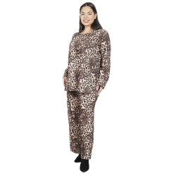 Γυναικείο Σετ Παντελόνι - Μπλούζα Με Κολιέ Plus Size Λεοπάρ Γυναικείο Σετ Παντελόνι - Μπλούζα Με Κολιέ Plus Size Λεοπάρ