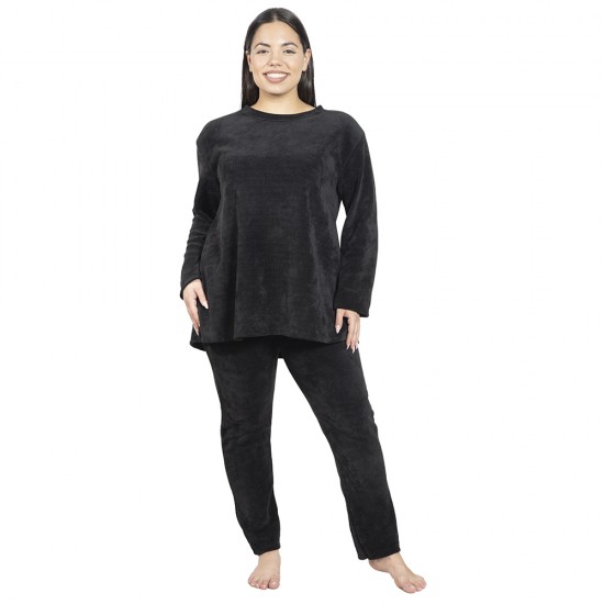 Γυναικείο Σετ Παντελόνι - Μπλούζα Ριπ Plus Size Μαύρο Γυναικείο Σετ Παντελόνι - Μπλούζα Ριπ Plus Size Μαύρο