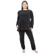 Γυναικείο Σετ Παντελόνι - Μπλούζα Ριπ Plus Size Μαύρο Γυναικείο Σετ Παντελόνι - Μπλούζα Ριπ Plus Size Μαύρο