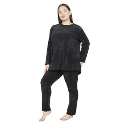 Γυναικείο Σετ Παντελόνι - Μπλούζα Ριπ Plus Size Μαύρο Γυναικείο Σετ Παντελόνι - Μπλούζα Ριπ Plus Size Μαύρο