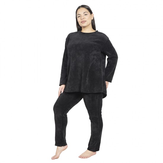 Γυναικείο Σετ Παντελόνι - Μπλούζα Ριπ Plus Size Μαύρο Γυναικείο Σετ Παντελόνι - Μπλούζα Ριπ Plus Size Μαύρο