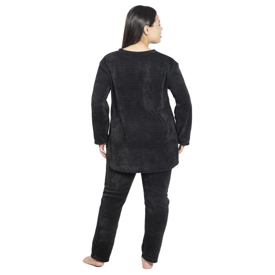 Γυναικείο Σετ Παντελόνι - Μπλούζα Ριπ Plus Size Μαύρο Γυναικείο Σετ Παντελόνι - Μπλούζα Ριπ Plus Size Μαύρο