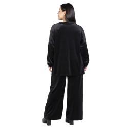 Γυναικείο Σετ Παντελόνι - Μπλούζα Βελούδο Plus Size Μαύρο Γυναικείο Σετ Παντελόνι - Μπλούζα Βελούδο Plus Size Μαύρο