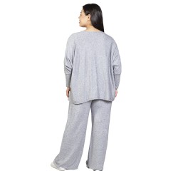 Γυναικείο Σετ Παντελόνι - Μπλούζα Plus Size Γκρι Γυναικείο Σετ Παντελόνι - Μπλούζα Plus Size Γκρι