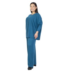 Γυναικείο Σετ Παντελόνι - Μπλούζα Plus Size Πετρόλ Γυναικείο Σετ Παντελόνι - Μπλούζα Plus Size Πετρόλ