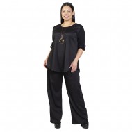 Γυναικείο Σετ Παντελόνι - Μπλούζα Με Κολιέ Plus Size Μαύρο Γυναικείο Σετ Παντελόνι - Μπλούζα Με Κολιέ Plus Size Μαύρο