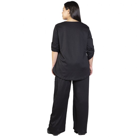 Γυναικείο Σετ Παντελόνι - Μπλούζα Με Κολιέ Plus Size Μαύρο Γυναικείο Σετ Παντελόνι - Μπλούζα Με Κολιέ Plus Size Μαύρο