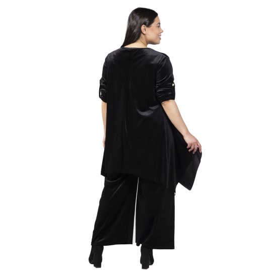 Γυναικείο Σετ Παντελόνι - Μπλούζα Βελούδο Plus Size Μαύρο Γυναικείο Σετ Παντελόνι - Μπλούζα Βελούδο Plus Size Μαύρο
