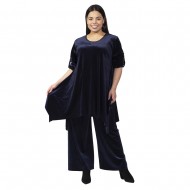 Γυναικείο Σετ Παντελόνι - Μπλούζα Βελούδο Plus Size Μπλε Σκούρο Γυναικείο Σετ Παντελόνι - Μπλούζα Βελούδο Plus Size Μπλε Σκούρο
