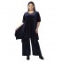 Γυναικείο Σετ Παντελόνι - Μπλούζα Βελούδο Plus Size Μπλε Σκούρο