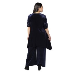Γυναικείο Σετ Παντελόνι - Μπλούζα Βελούδο Plus Size Μπλε Σκούρο Γυναικείο Σετ Παντελόνι - Μπλούζα Βελούδο Plus Size Μπλε Σκούρο