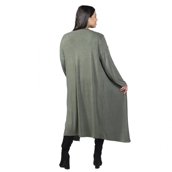 Γυναικεία Μακριά Ζακέτα Plus Size Χακί Γυναικεία Μακριά Ζακέτα Plus Size Χακί
