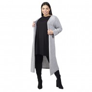 Γυναικεία Μακριά Ζακέτα Plus Size Γκρι Γυναικεία Μακριά Ζακέτα Plus Size Γκρι