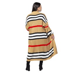 Γυναικεία Μακριά Πλεκτή Ζακέτα Plus Size Μπεζ Γυναικεία Μακριά Πλεκτή Ζακέτα Plus Size Μπεζ