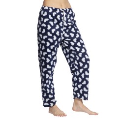 Παντελόνι Γυναικείο Fleece Μπλε Σκούρο Με Σχέδιο Καρδούλες