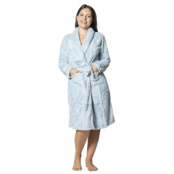 Γυναικεία Ρόμπα Fleece Γαλάζιο Με Ζώνη Και Τσέπες