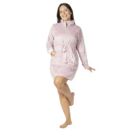 Γυναικεία Ρόμπα Fleece Με Φερμουάρ Και Τσέπες Ροζ