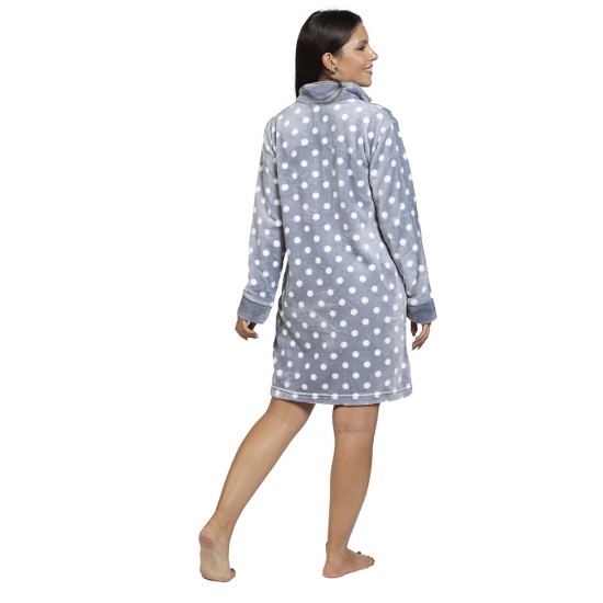 Γυναικεία Ρόμπα Fleece Γκρι Πουά Με Σχέδιο Καρδιά Γυναικεία Ρόμπα Fleece Γκρι Πουά Με Σχέδιο Καρδιά