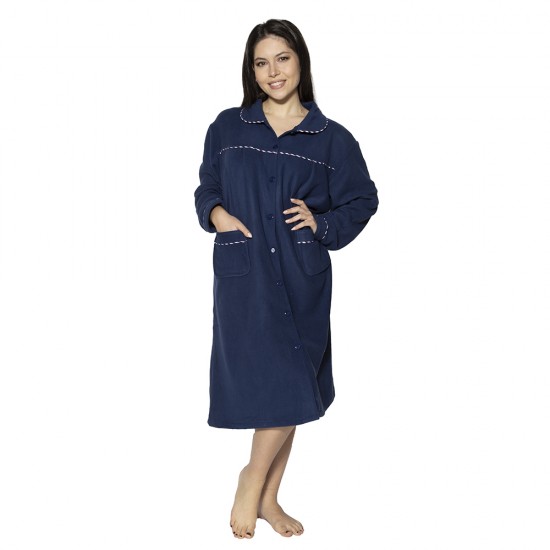 Γυναικεία Ρόμπα Plus Size Μπλε Σκούρο Με Κουμπιά Γυναικεία Ρόμπα Plus Size Μπλε Σκούρο Με Κουμπιά