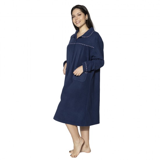 Γυναικεία Ρόμπα Plus Size Μπλε Σκούρο Με Κουμπιά Γυναικεία Ρόμπα Plus Size Μπλε Σκούρο Με Κουμπιά