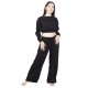 Γυναικείο Σετ Παντελόνι - Μπλούζα Crop Top Ριπ Μαύρο Γυναικείο Σετ Παντελόνι - Μπλούζα Crop Top Ριπ Μαύρο