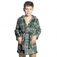 Παιδική Ρόμπα Βελούδο Πράσινο Καρό Unisex